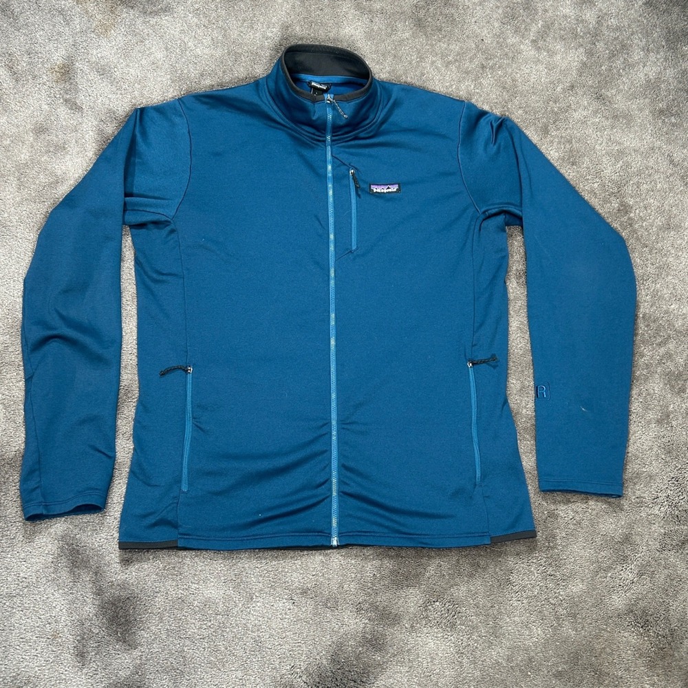 Patagonia R1 Daily Jacket Men Large Blue Solid Full Zip Fleece Mid Layer
